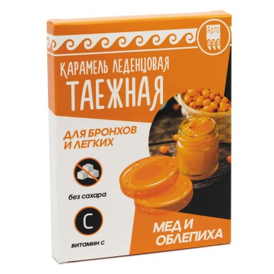 Карамель Таежная для бронхов и легких, мед и облепиха, 33 г в Москве